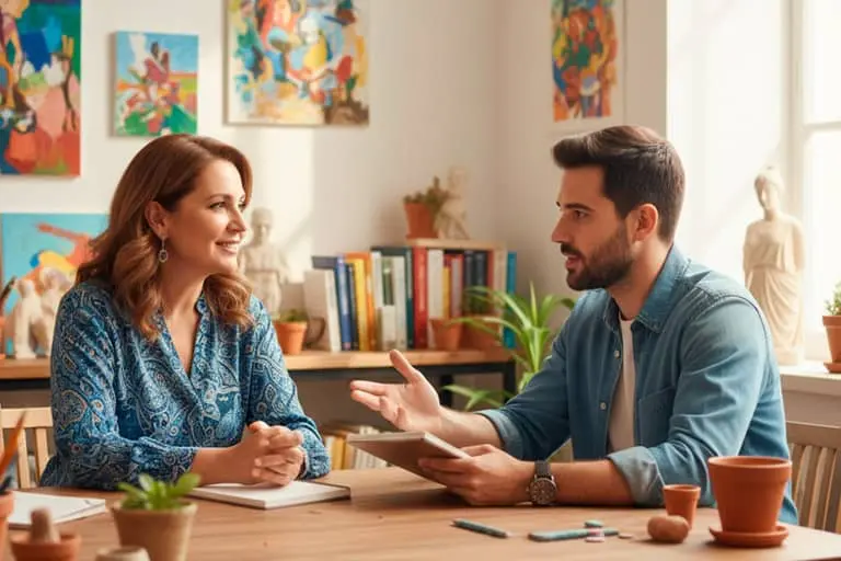 Espacio seguro de terapia para artistas, donde la creatividad y el bienestar emocional se encuentran